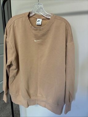 Nike Men’s Crewneck Sweatshirt in Tan with White Swoosh